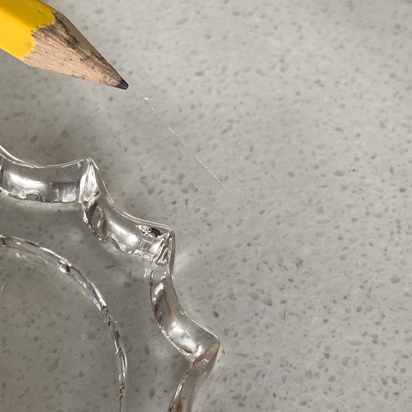 *Chipped* Curlicue Edge Curved Glass Footed Candy Dish [Free If You Bundle $25+] - Picture 3 of 9